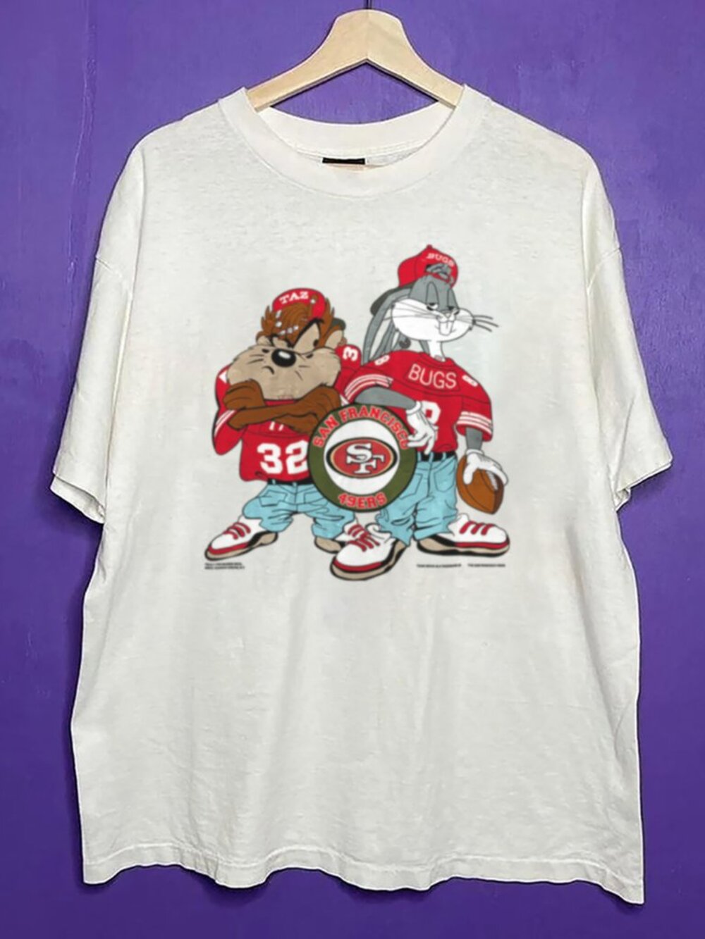 San Francisco 49ers Football Shirt, Retro Bugs Taz Looney Tunes 49ers Shirt Tee